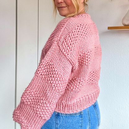 seed stitch chunky knit jumper pattern - beginner friendly