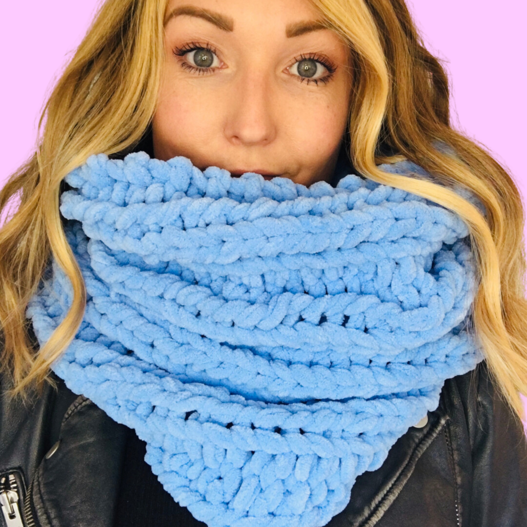 super chunky chenille snood knitting kit