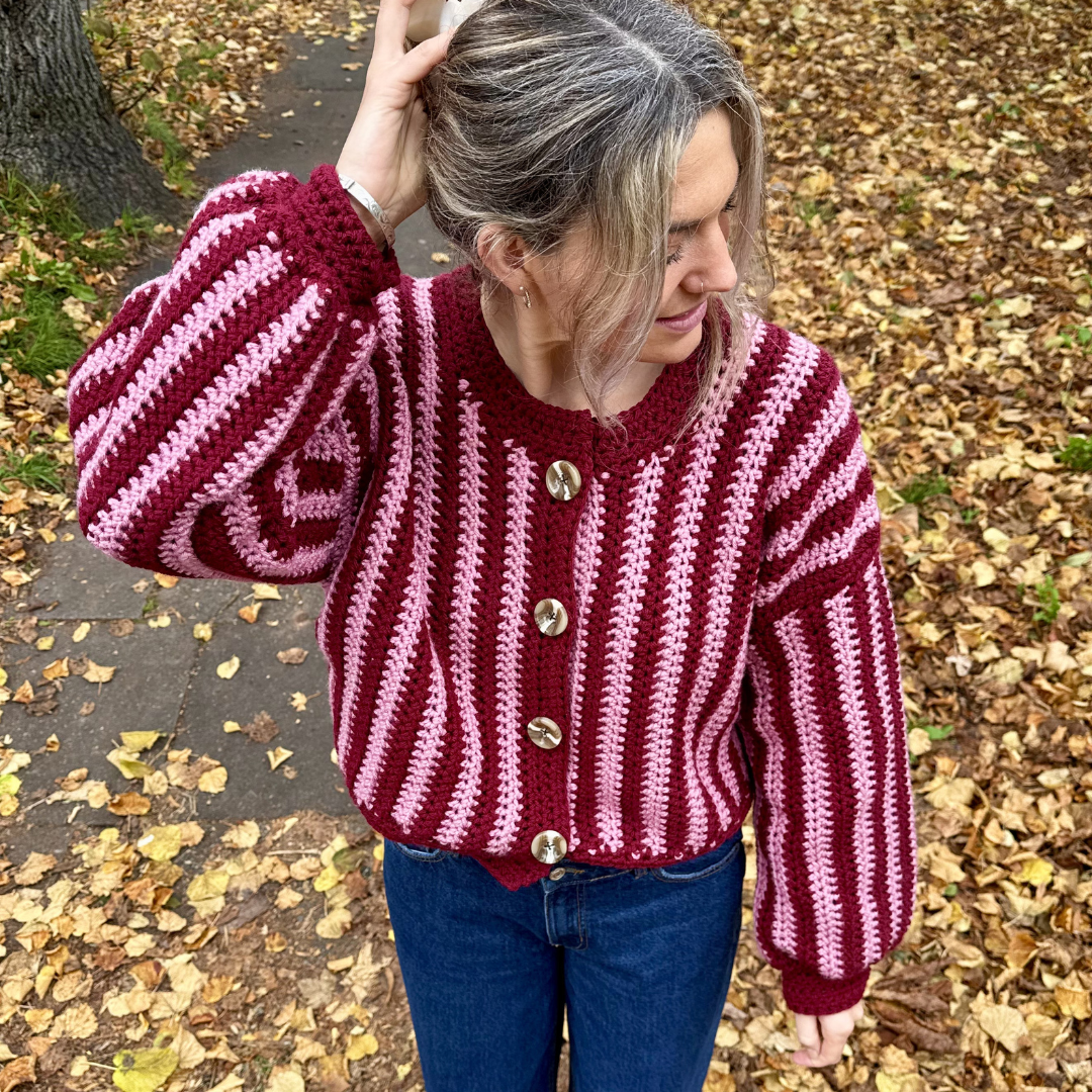 Sophie Cardigan crochet kit | stripe crochet cardi kit | chunky cardigan kit