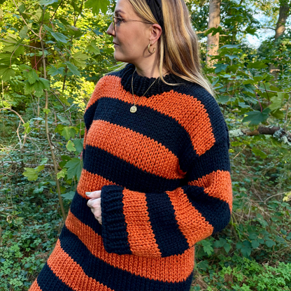 chunky stripe jumper dress knitting kit | beginner friendly knit kit | stripe jumper dress knit kit