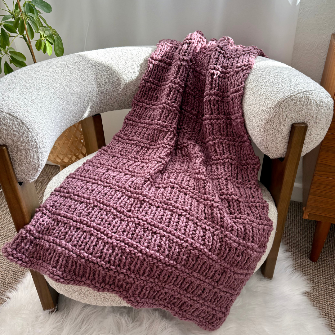 Chunky Hurdle Stitch Blanket Knitting Pattern | Digital Knitting Pattern | Beginner Friendly