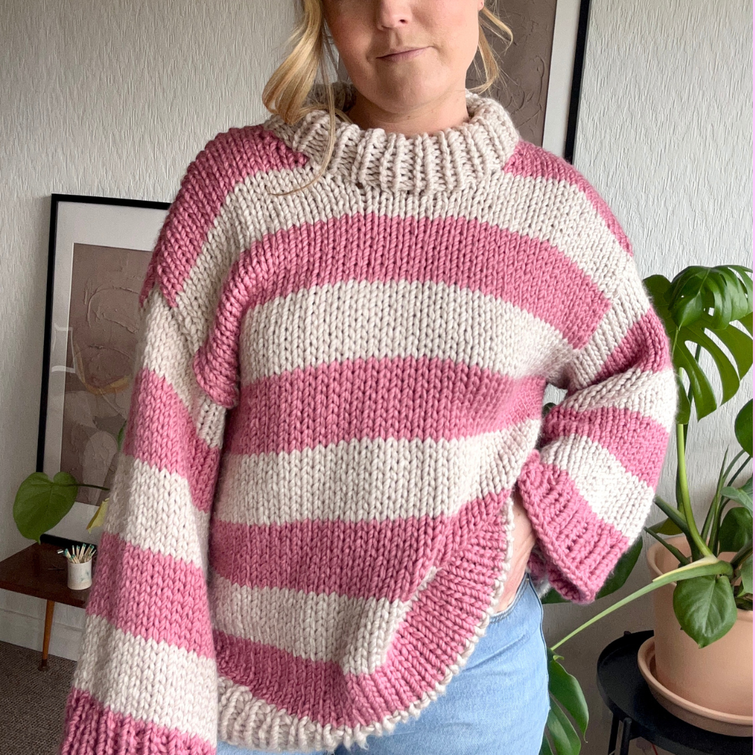 Striped chunky jumper knitting kit | vegan friendly | beginner friendly