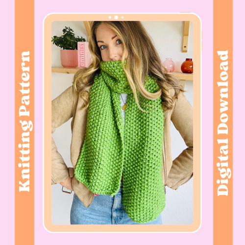 seed stitch beginner scarf knitting pattern