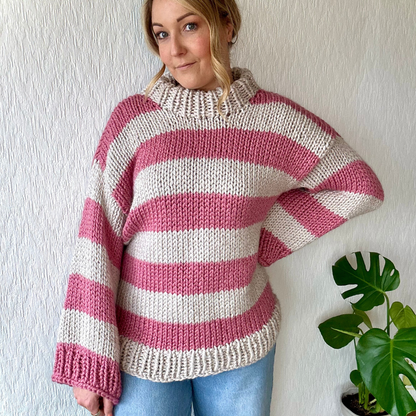 Striped chunky jumper knitting kit | vegan friendly | beginner friendly