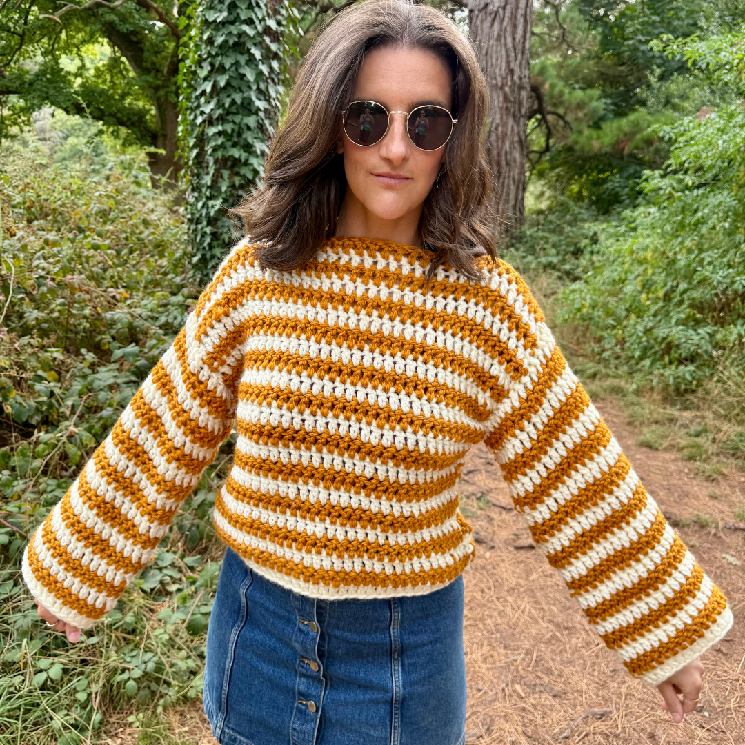 Stripe Laura jumper | beginner friendly crochet jumper | chunky stripe crochet sweater