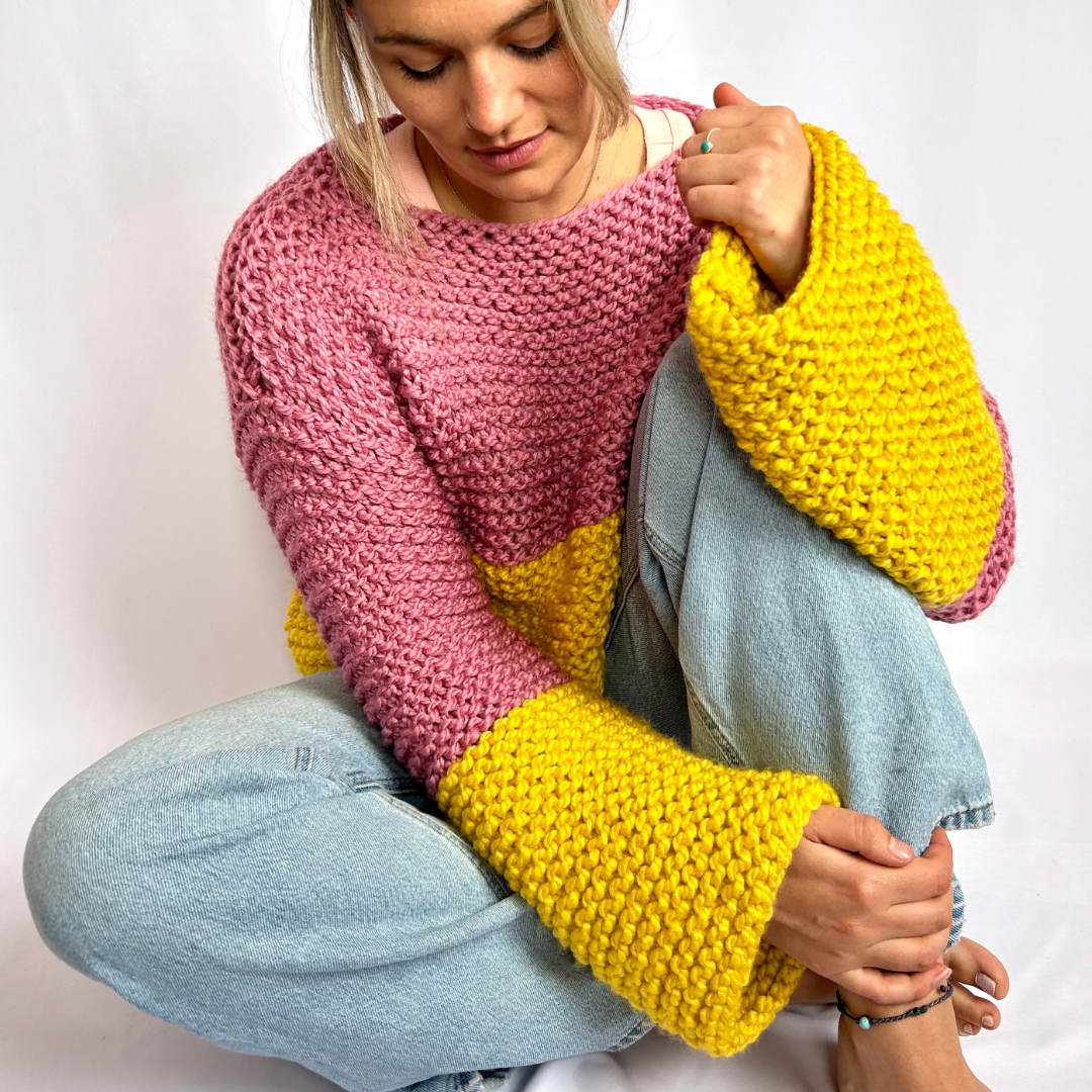 wool blend chunky beginner jumper knit kit