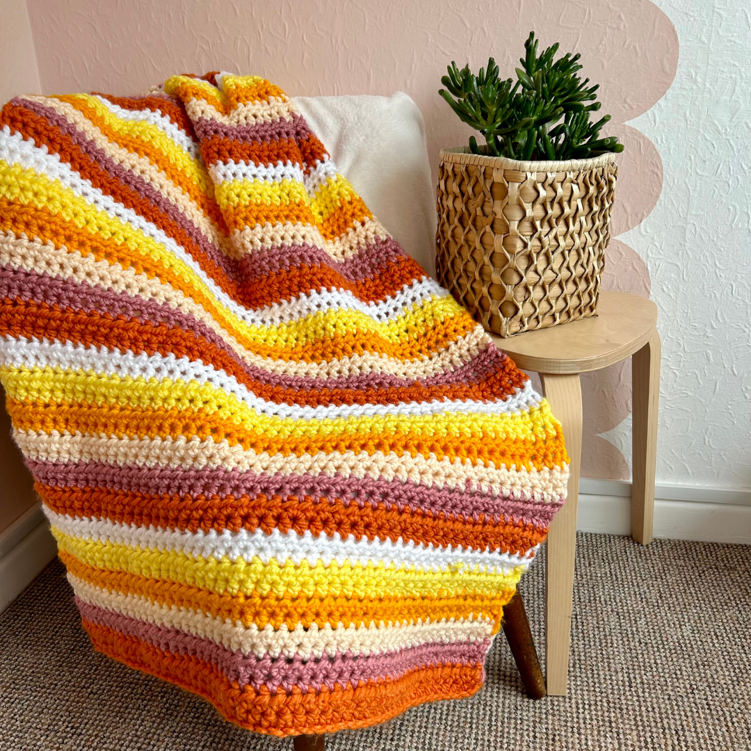 stripe crochet blanket pattern | digital download crochet pattern | beginner friendly