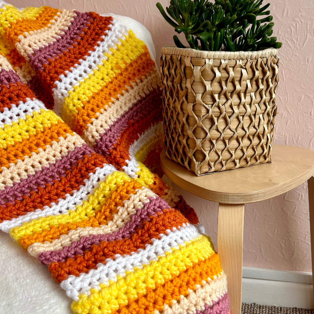 stripe crochet blanket pattern | digital download crochet pattern | beginner friendly