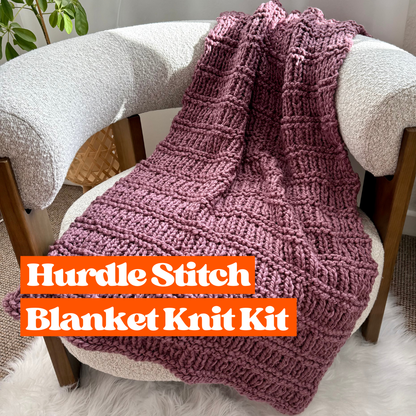 Chunky Textured Blanket Knitting Kit | Blanket Knit Kit | Beginner Friendly 