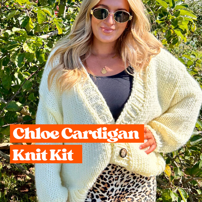 Chloe cardigan knit kit | chunk v-neck cardigan knitting kit | beginner friendly 