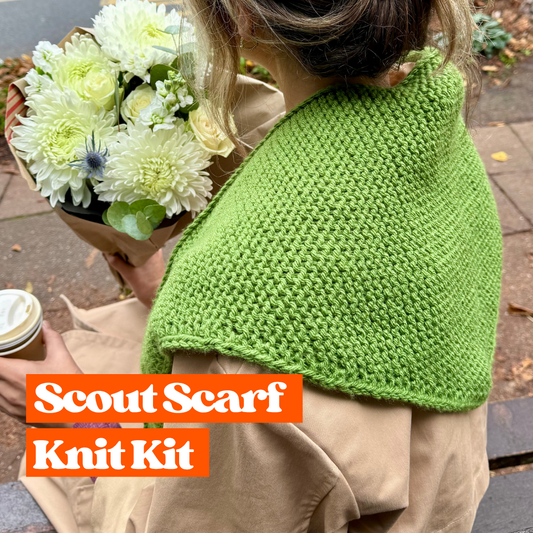 Triangle scarf knitting kit | beginner friendly knit kit | I-cord edge knitted scarf kit