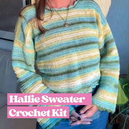 Hallie Aurora Sweater crochet kit | easy crochet sweater crochet kit | lightweight crochet sweater | DIY crochet kit