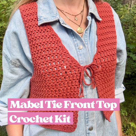 Mabel tie front crochet kit| intermediate level crochet kit | waistcoat crochet kit