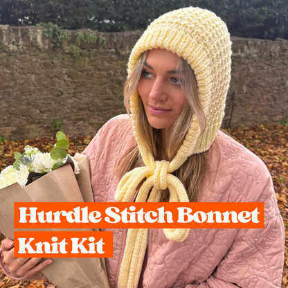 Hurdle stitch bonnet knit kit | knitting kit | beginner friendly | bonnet knitting kit
