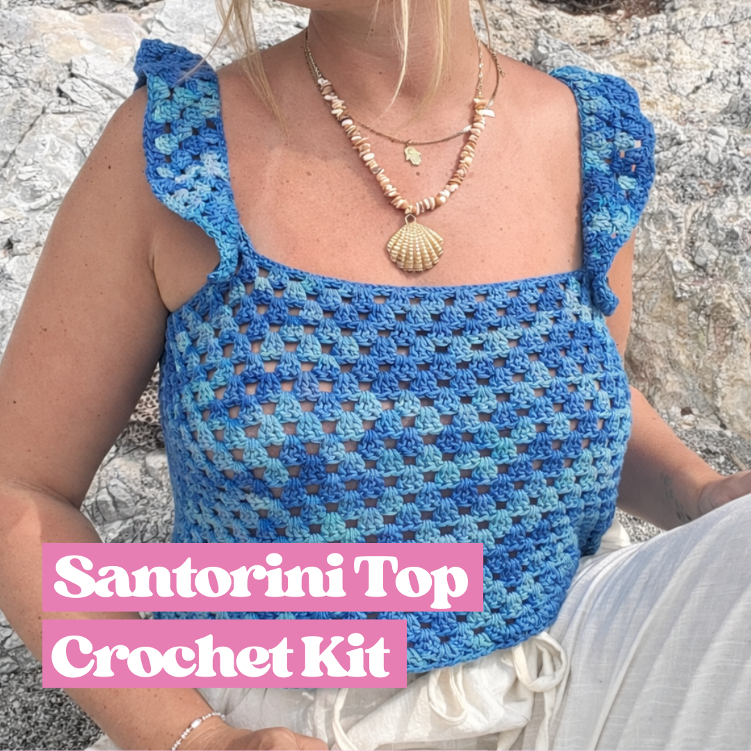 Santorini shell top | double knit cotton waves crochet kit | summer top crochet kit