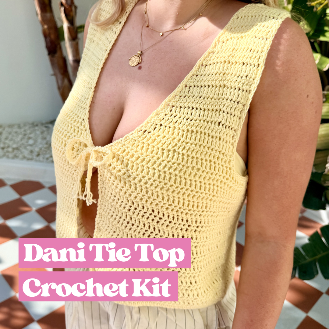 Dani tie front top crochet kit | summer crochet kit | beginner friendly crochet kit 