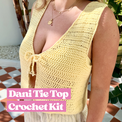 Dani tie front top crochet kit | summer crochet kit | beginner friendly crochet kit 