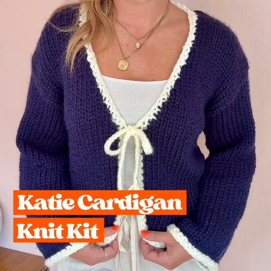 The Katie cardigan knitting kit | confident beginner level knit kit | chunky cardigan | complete DIY knitting kit
