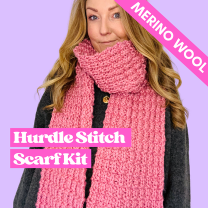 Merino wool beginner friendly scarf knit kit
