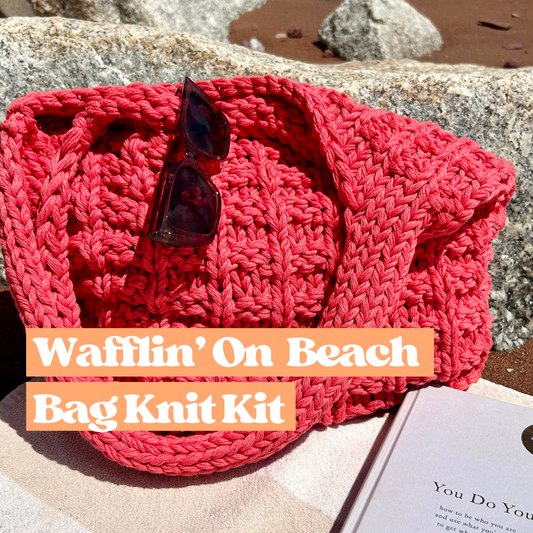 100% recycled chunky cotton beach bag knitting kit | beginner friendly knitting kit | cotton beach bag