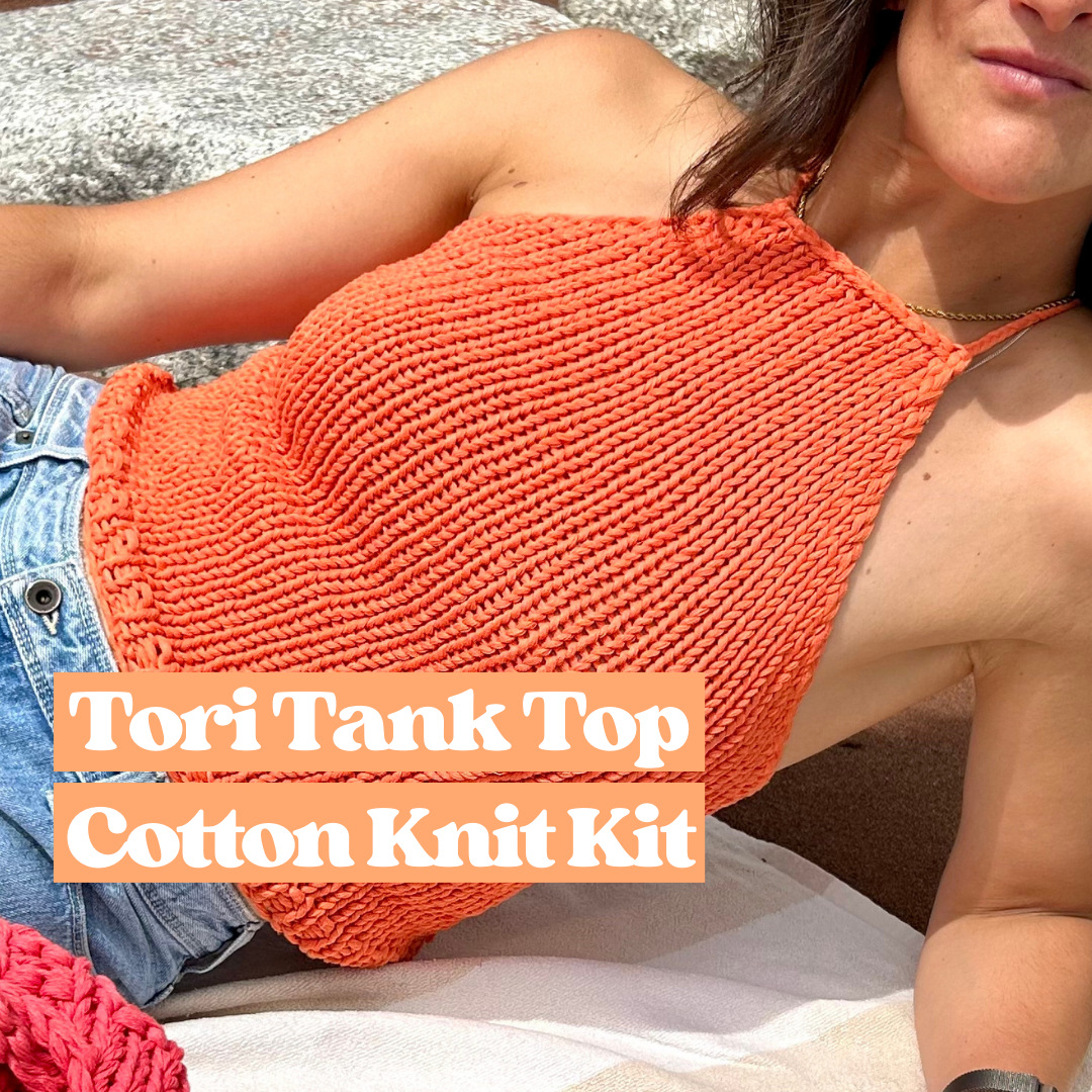 100% recycled chunky cotton knitting kit | Tori tank Top Summer Knit Kit | Beginner friendly knitting kit