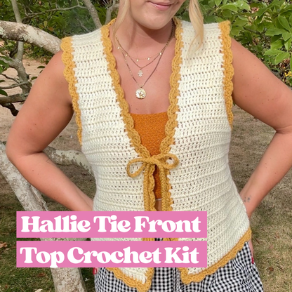 Crochet kit - The Hallie Tie Front Top | Chunky crochet project | full DIY crochet kit | autumn crochet | beginner friendly 