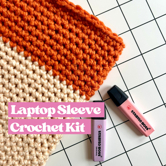 beginner friendly crochet kit - laptop sleeve - learn how to crochet