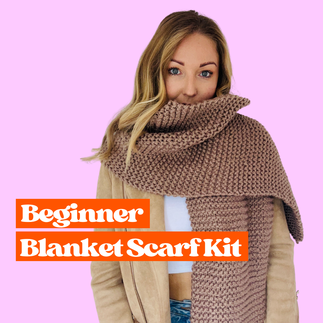 beginner blanket scarf knit kit