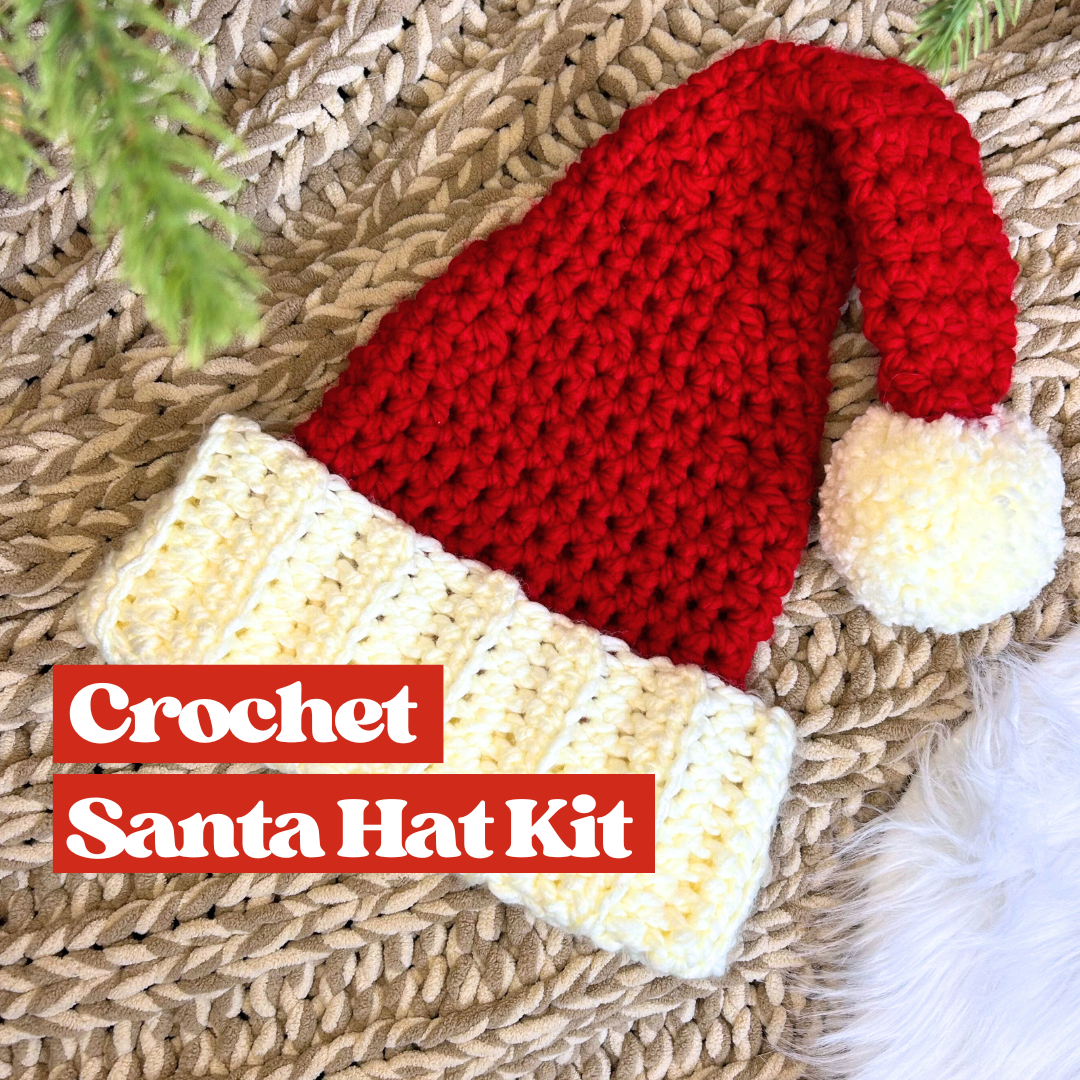 Crochet Santa hat kit, chunky crochet Santa hat