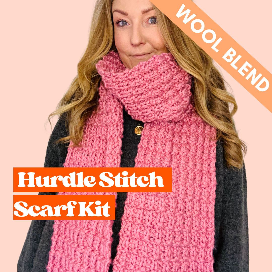 Wool blend hurdle scarf knit kit