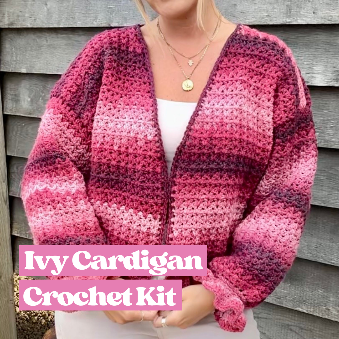 Ivy cardigan crochet kit | aurora chunky yarn | easy diy crochet kit | cardigan kit