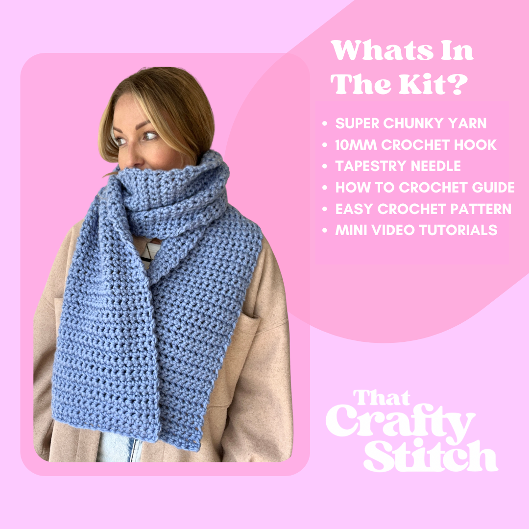 beginner crochet scarf kit - learn how to crochet