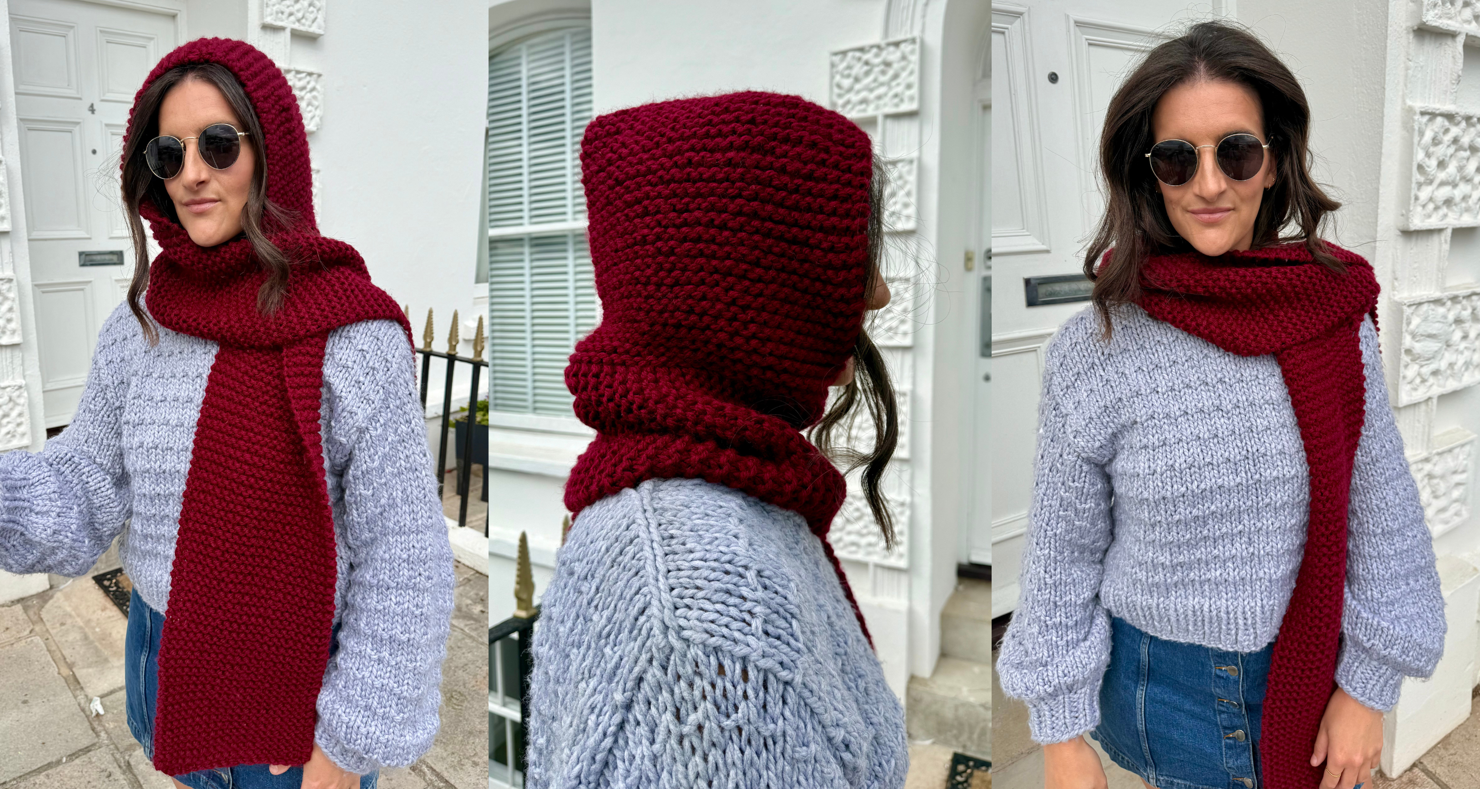 The hooded scarf knitting kit and pattern | beginner friendly knit | scarf