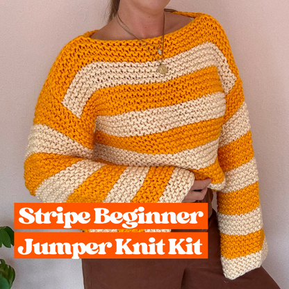 Stripe beginner jumper knitting kit | beginner friendly knit kit | stripe chunky jumper