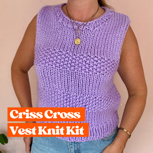 Criss Cross Vest Knitting Kit | confident beginner knitter | sweater vest knit kit