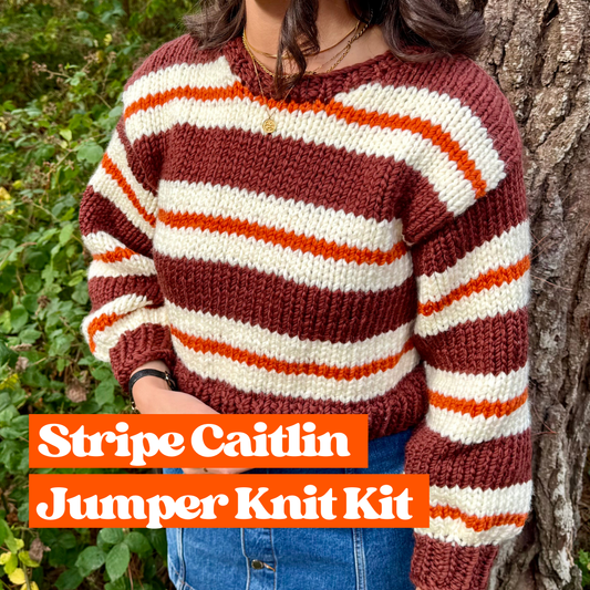 Stripe Caitlin jumper knitting kit | confident beginner knit kit | sweater knitting kit