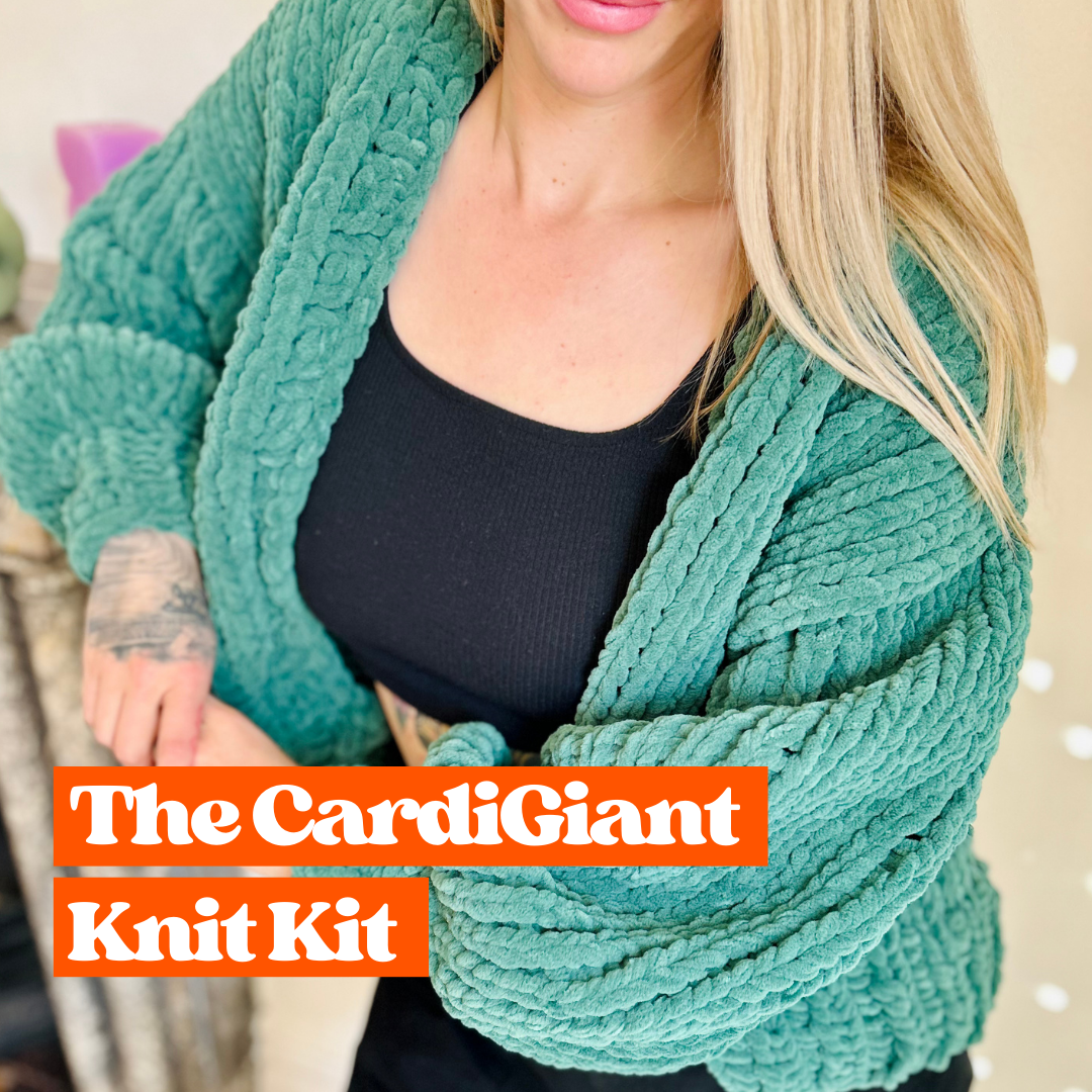 The Cardi Giant Knit kit | weighted cardigan knitting kit | intermediate level cardigan 