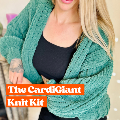 The Cardi Giant Knit kit | weighted cardigan knitting kit | intermediate level cardigan 