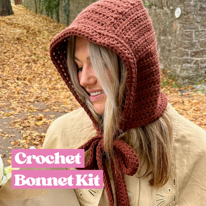 Crochet bonnet kit | beginner friendly crochet kit | complete DIY crochet kit