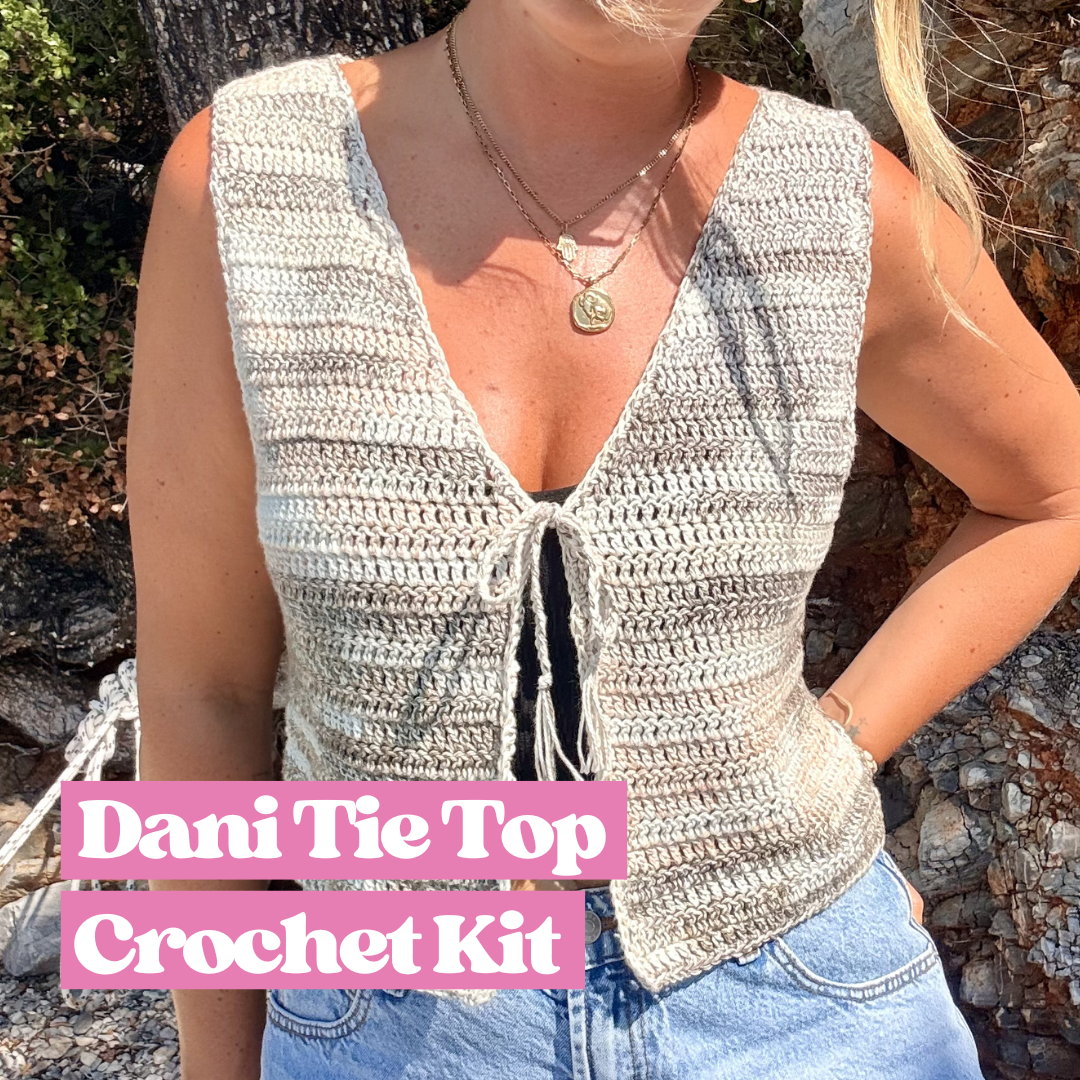 Dani tie top crochet kit | cotton waves yarn | cotton crochet kit | summer top crochet kit