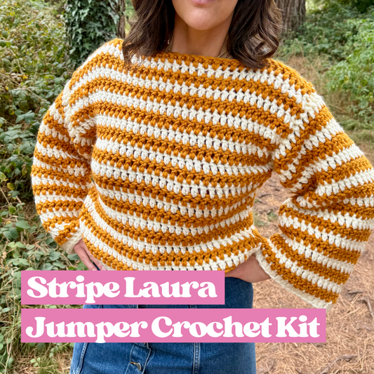 Stripe Laura jumper crochet kit | beginner friendly crochet jumper | chunky stripe crochet sweater