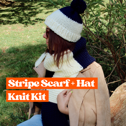 stripe scarf and hat knitting kit