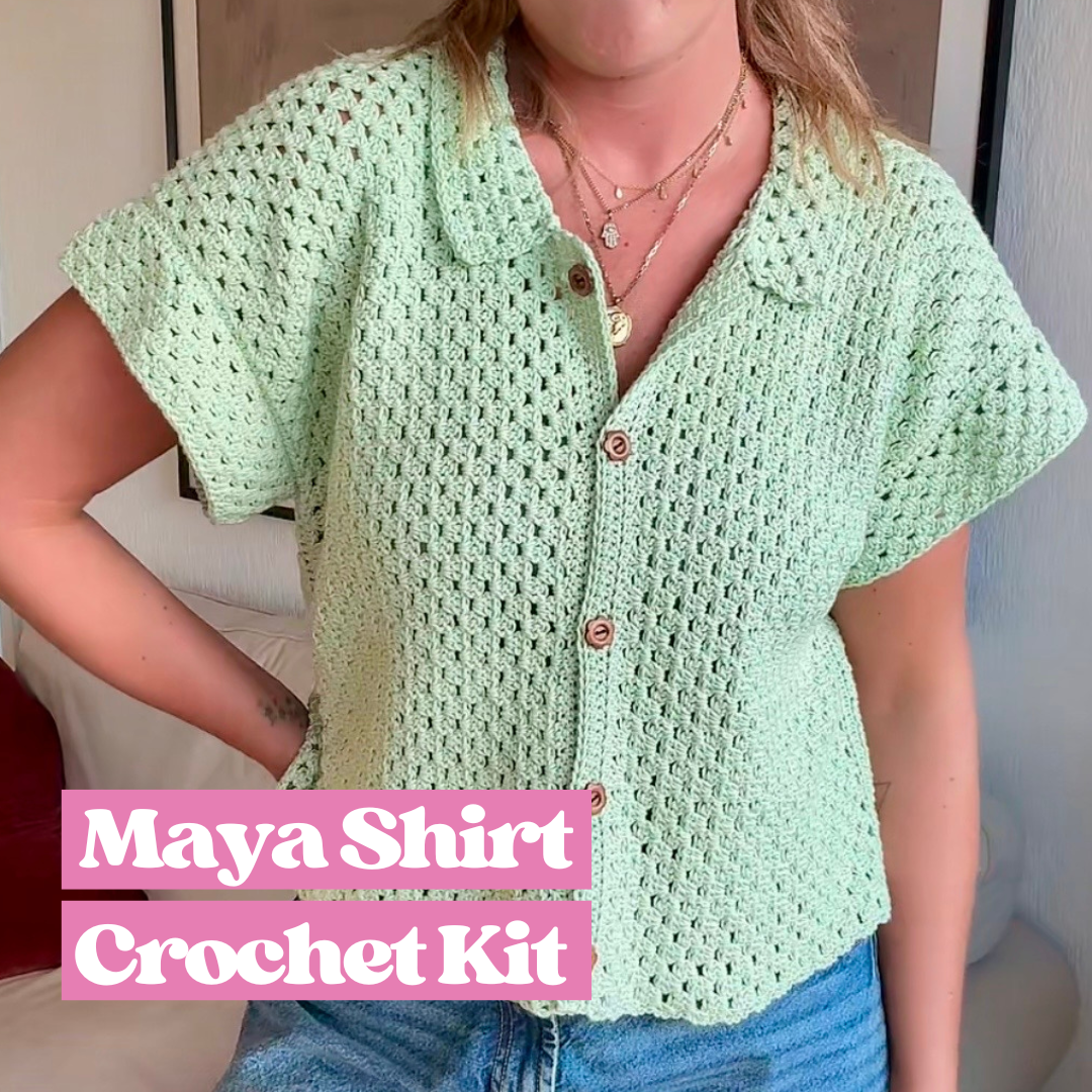 The Maya Shirt | crochet summer shirt kit | complete crochet kit | Crochet shirt kit