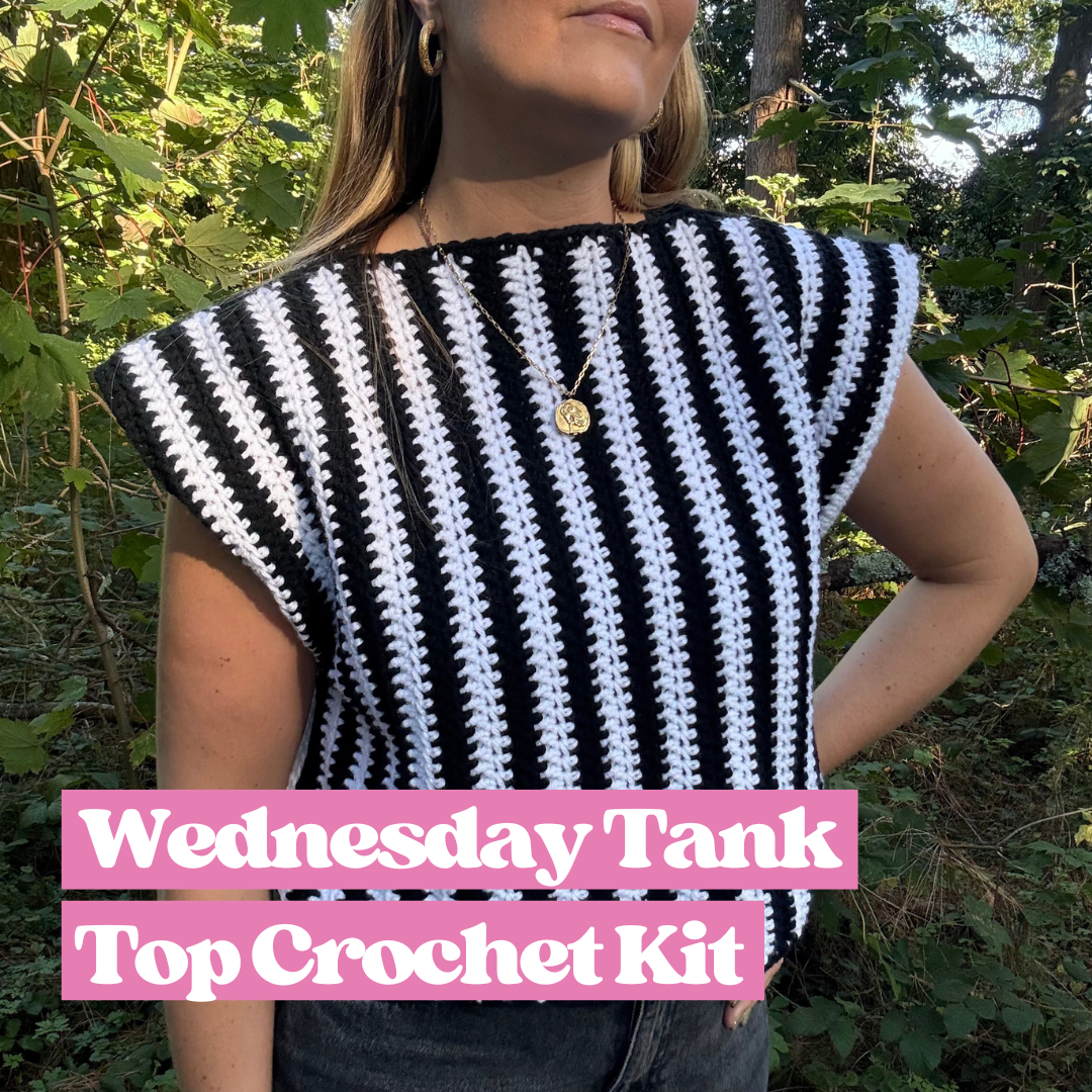 Wednesday tank top crochet kit | beginner friendly crochet kit | striped tank top crochet DIY kit