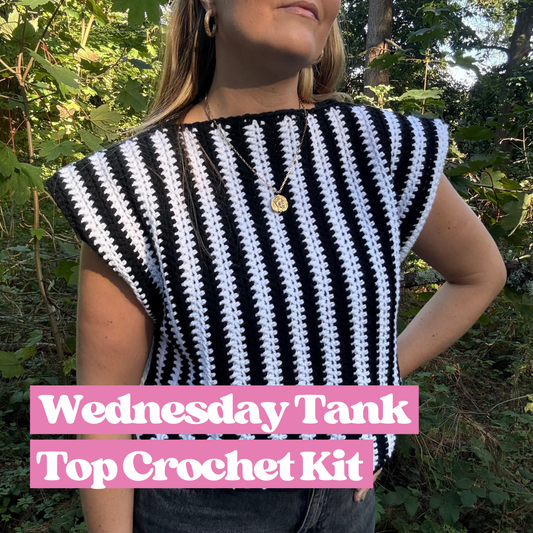 Wednesday tank top crochet kit | beginner friendly crochet kit | striped tank top crochet DIY kit