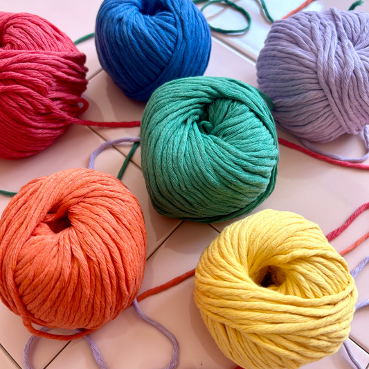 Chunky cotton yarn | rainbow yarn bundle | 100% recycled yarn