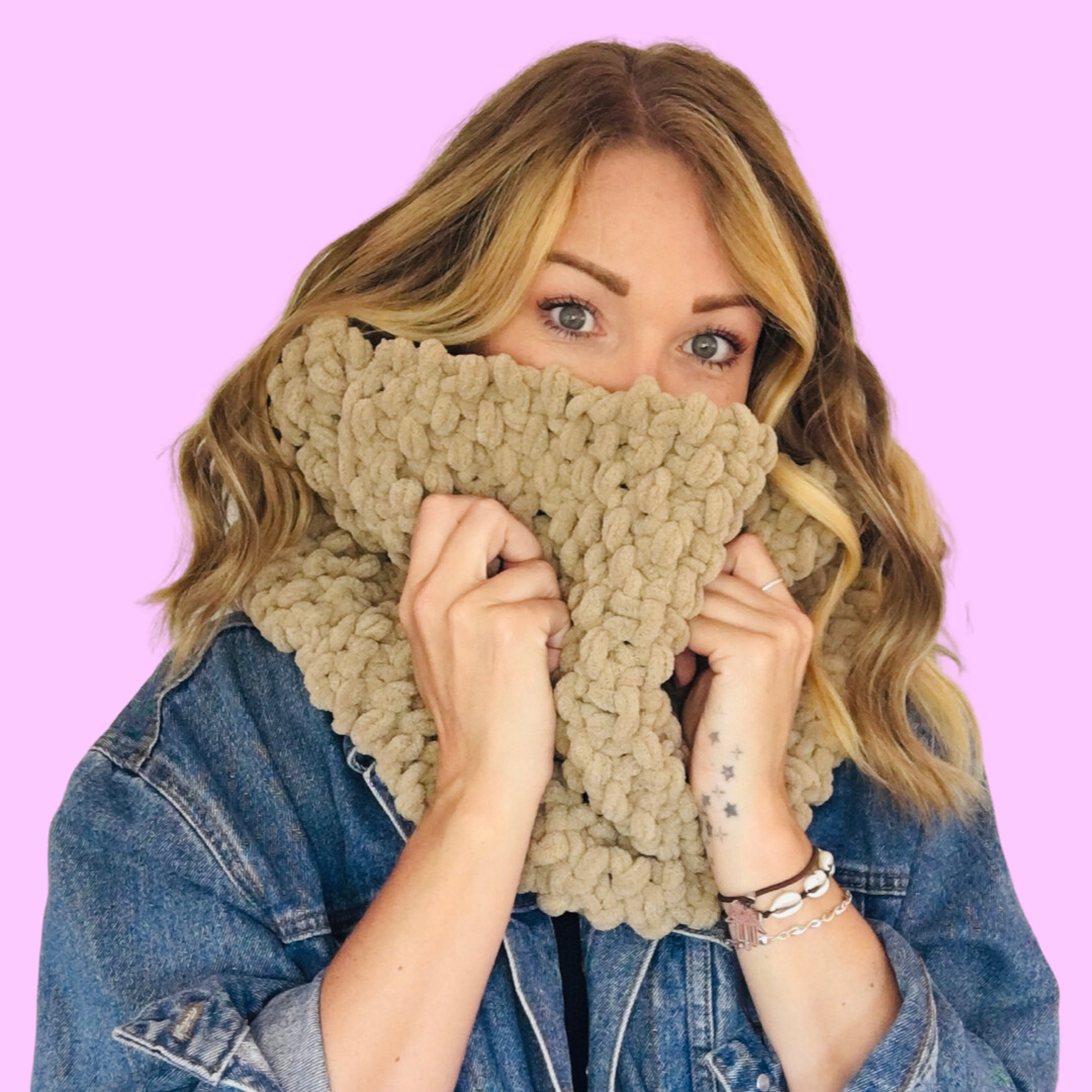 chenille super chunky snood knitting kit - seed stitch