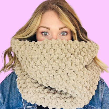 chenille super chunky snood knitting kit - seed stitch