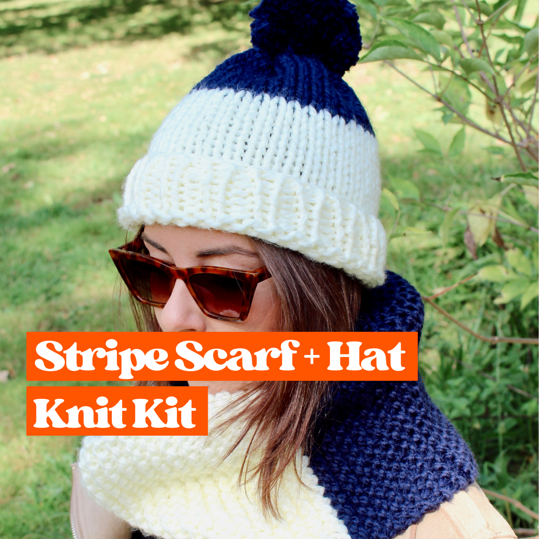 stripe hat and scarf knitting kit