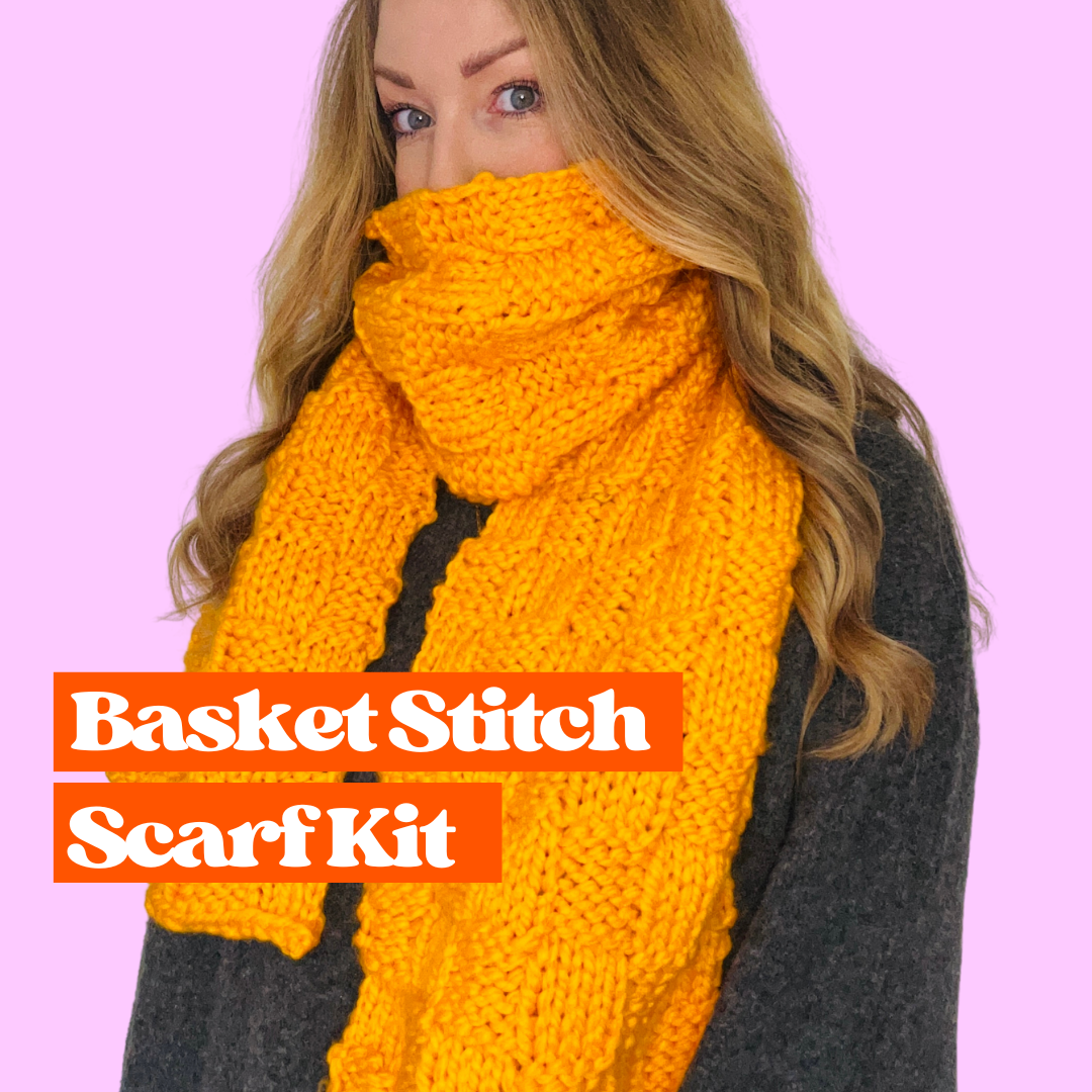 basket weave chunky scarf knitting kit